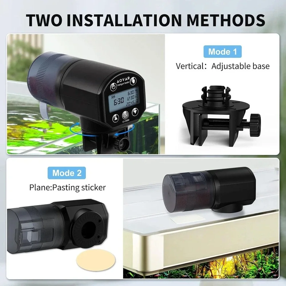 Automatic Fish Feeder‎ Dispenser for Aquarium: Rechargeable Auto Feeders Black
